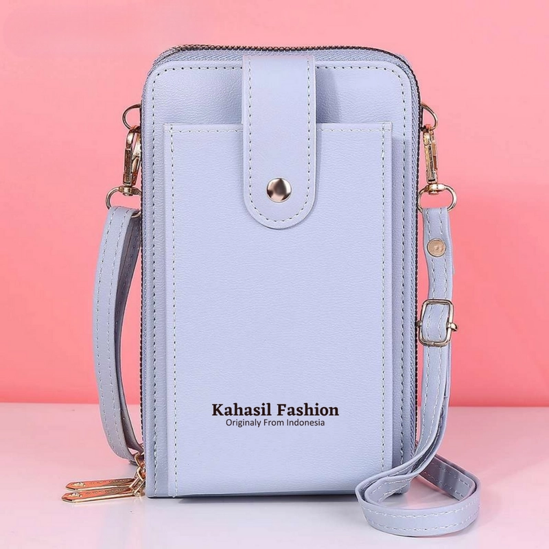 Product image KAHASIL - Tas Dompet Hp Wanita Selempang 2 Resleting Bahan Kulit PU Leather KHDP18 all variant BIRU